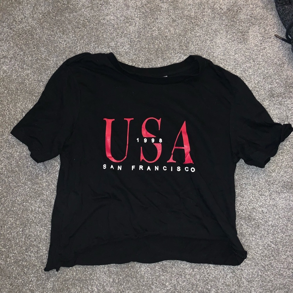 USA distressed crop top